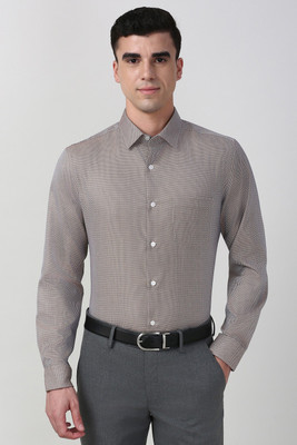 PETER ENGLAND Men Printed Formal Brown Shirt