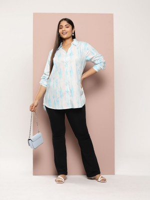 Sztori Women Printed Casual Blue Shirt