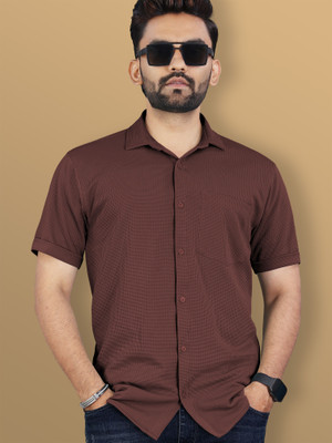VeBNoR Men Solid Casual Brown Shirt