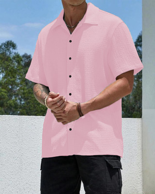 METRONAUT Men Self Design Casual Pink Shirt