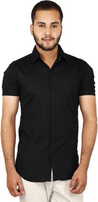 Unistrieet Men Self Design Casual Black Shirt
