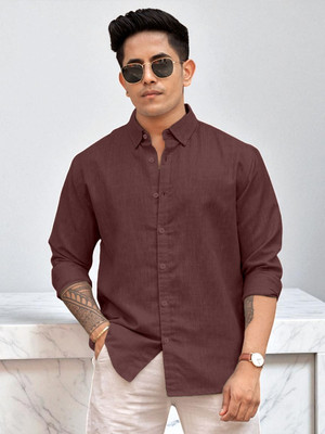 Yanthi Men Solid Casual Maroon Shirt