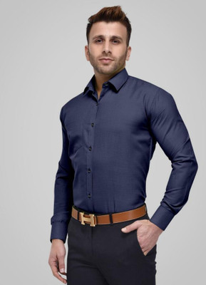 Vasanam Men Solid Casual Dark Blue Shirt