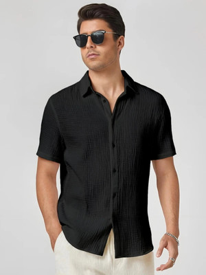 Radiance Creation Men Self Design Casual Black Shirt