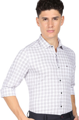 ARROW Men Checkered Formal White Shirt