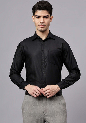 VC Fashion Men Solid Casual Black Shirt