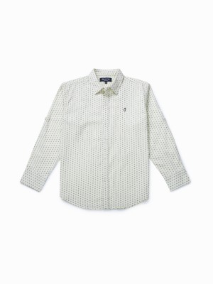 GINI & JONY Boys Printed Casual White, Dark Blue Shirt