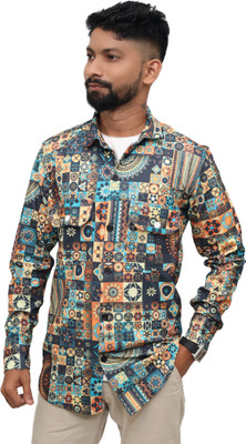 LookMeApparel Men Geometric Print Casual Multicolor Shirt