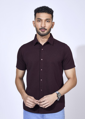 ParcelYard Men Solid Casual Maroon Shirt