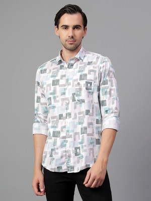 CANTABIL Men Printed Casual White Shirt