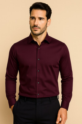 Henry Castle & Co Men Solid Formal Purple Shirt