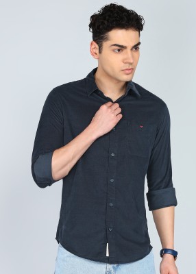 MUFTI Men Solid Casual Dark Blue Shirt