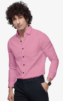 Jumii Enterprise Men Solid Formal Pink Shirt