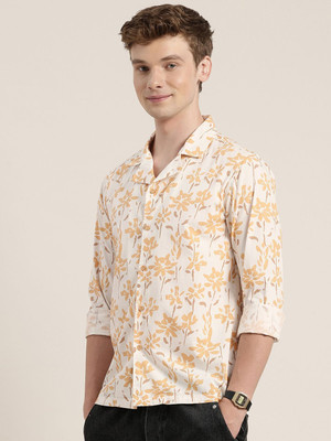 HERE&NOW Men Printed Casual Yellow Shirt