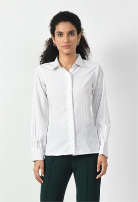 Office & you Women Self Design Casual White Shirt