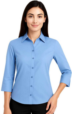 ZUNAIRA GARMENTS Women Solid Formal Blue Shirt