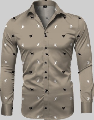 Yaara fashion Men Printed Casual Grey Shirt