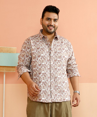 Instafab Plus Men Printed Casual Brown Shirt