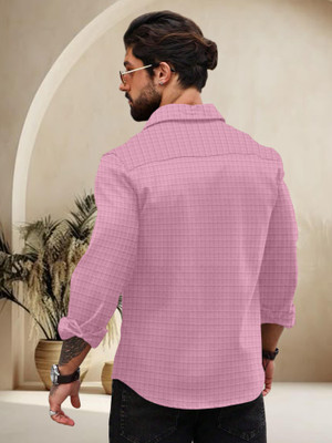 JD EVENTS MANAGEMENT Men Solid Casual Pink Shirt