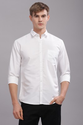 Dijuca Med Men Solid Casual White Shirt