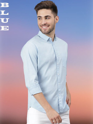 Terasoft Fashion Men Solid Formal Light Blue Shirt