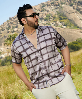 Instafab Plus Men Printed Casual Grey Shirt