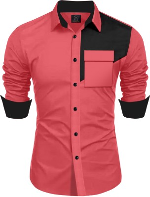 VeeraFlex Men Solid Casual Pink, Black Shirt