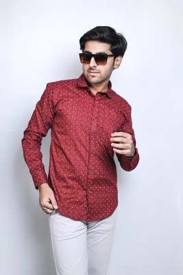 Andwe Men Printed Casual Red Shirt