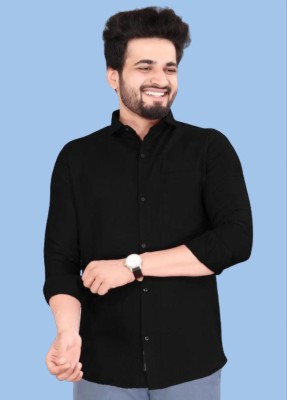 Vraj Fashion Men Solid Casual Black Shirt