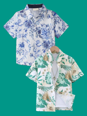 KILLER Boys Printed Casual Green Shirt(Pack of 2)