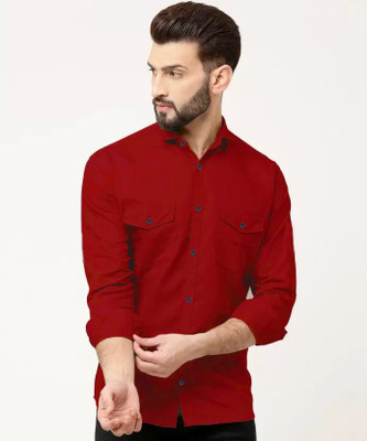 Noorify Men Solid Casual Red Shirt