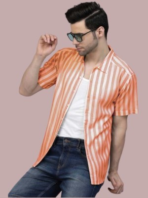 fitoda fashion Men Striped Casual Orange Shirt