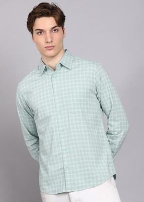 United Colors of Benetton Men Checkered Casual Green Shirt