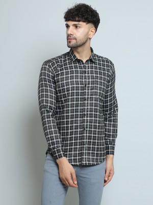 LRK Men Checkered Casual Black Shirt