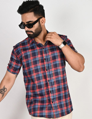 Dark Age Men Checkered Casual Blue Shirt