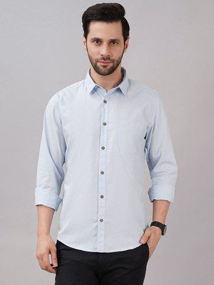 Sand Dunes Men Solid Casual Light Blue Shirt