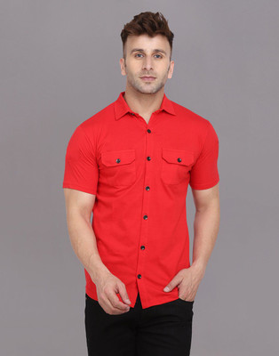 Lawful Casual Men Solid Casual Red Shirt