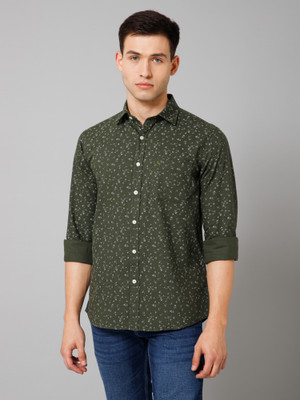 Canatbil Men Floral Print Casual Black, White, Dark Green Shirt
