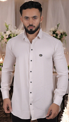 GCFAB Men Self Design Casual Brown Shirt