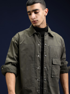 HIGHLANDER Men Solid Casual Green Shirt