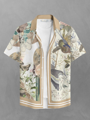 Bullmer Men Printed Casual Brown Shirt