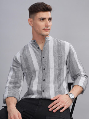 HERE&NOW Men Checkered Casual Grey Shirt