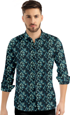 DOLPHINE.KKT Men Printed Casual Green Shirt