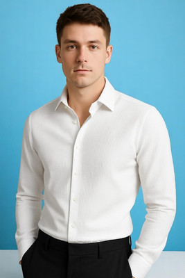 Laxmitextile Hubb Men Solid Casual White Shirt(Pack of 2)