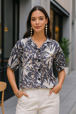 Dressberry Women Printed Casual Grey Shirt