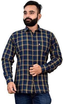 TIKI TEES TREND Men Checkered Casual Blue Shirt
