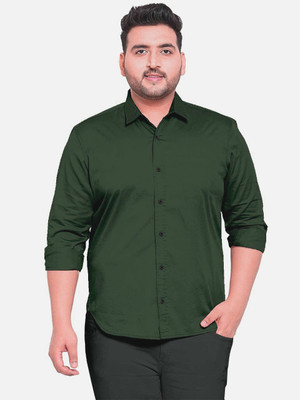 Aloof Men Solid Casual Green Shirt