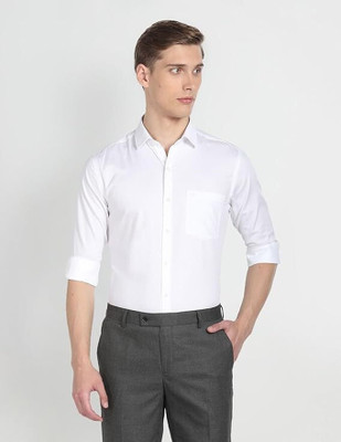 isuelfeb Men Solid Casual White Shirt