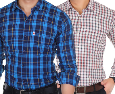 Marc Laurent Men Checkered Casual Multicolor Shirt(Pack of 2)