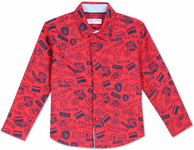 U.S. POLO ASSN. Boys Printed Casual Red Shirt